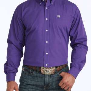 Men's Solid Classic Fit Western Button-Down Shirt