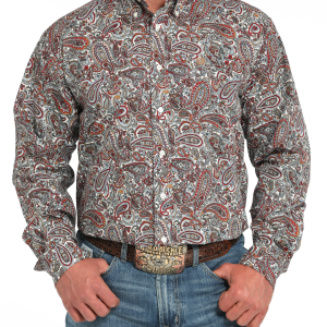 Men's Paisley Classic Fit Button-Down Western Shirt