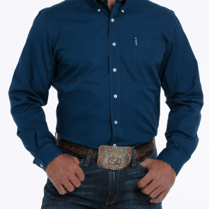 Men's Solid Modern Fit Button-Down Western Shirt