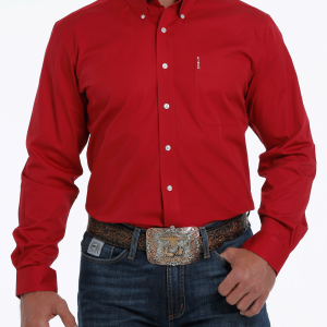 Men's Solid Modern Fit Button-Down Western Shirt