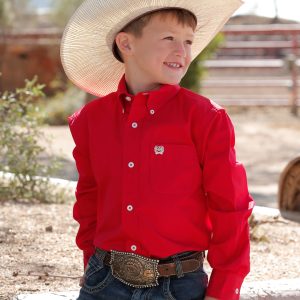 Boy's Solid Button-Down Western Shirt