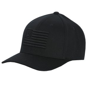 Men's Fitted Flexfit Cap with American Flag - Black on Black