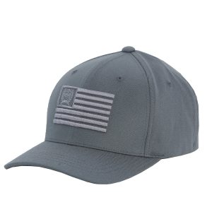 Men's Fitted FlexFit Cap with USA Flag - Gray