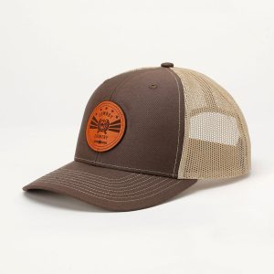 Men's Trucker Cap with Leather Patch - Brown and Tan