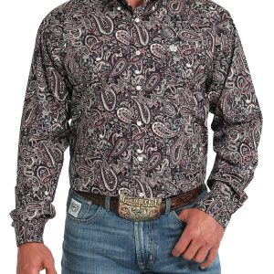 Men's Paisley Classic Fit Button-Down Western Shirt